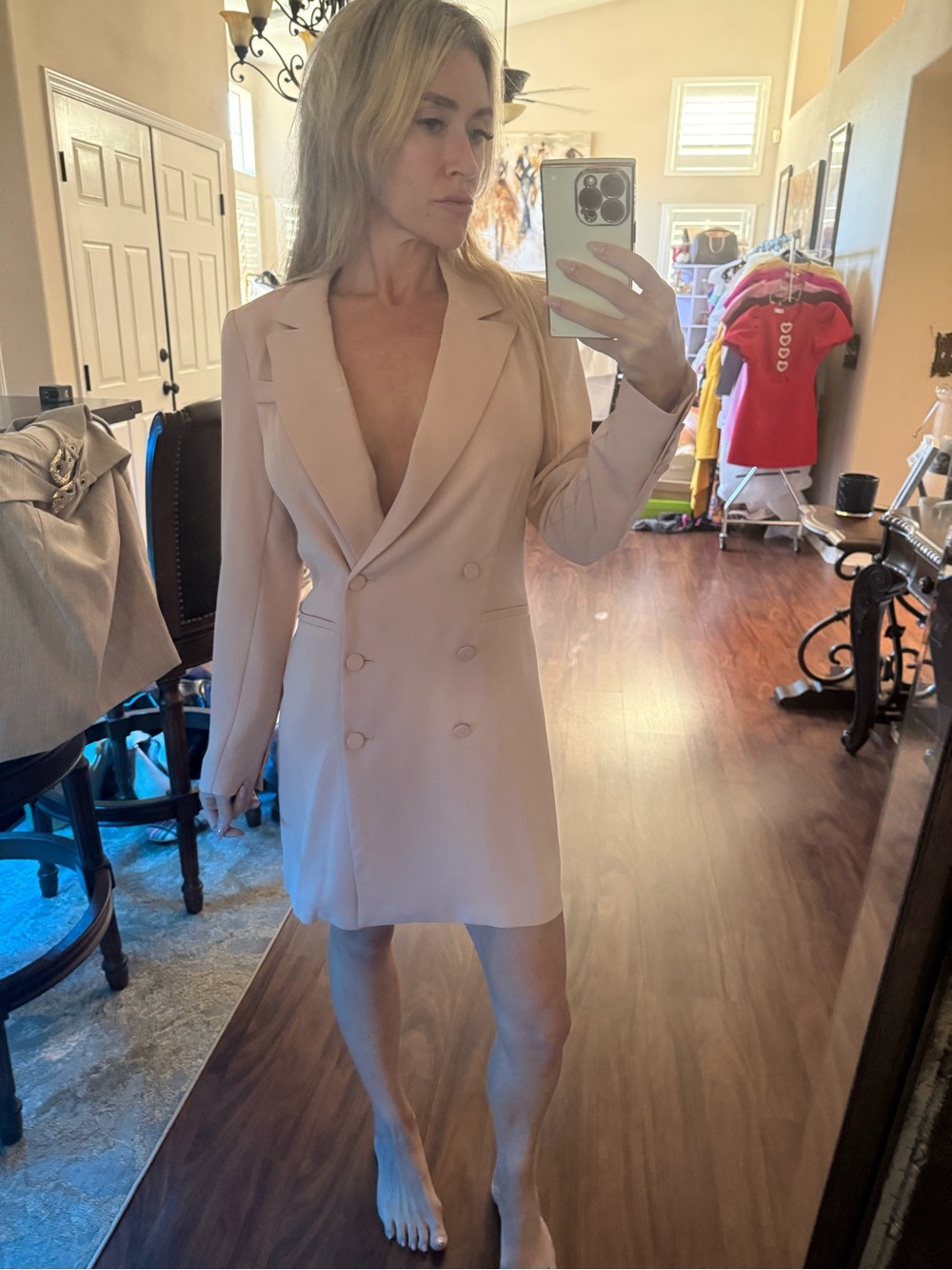Express Blazer Dress in Dusty Pink